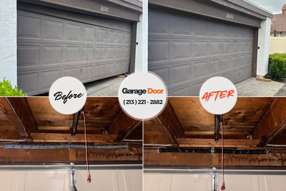 Before and after: garage door repair Newfield, NJ